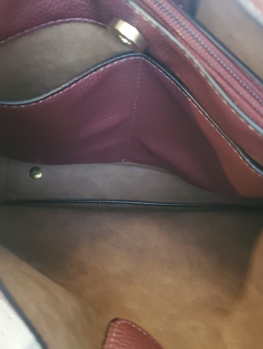 London Fog Burgundy Shoulder Bag with Tan Strap and Tassel - Picture 5 of 5